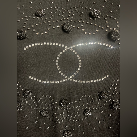 Chanel black lace-back tank with rhinestone embellishments, flowy fit. XL - Picture 4 of 5